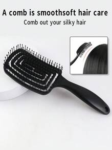 黑色蓬松梳1件湿发重塑按摩头发蓬松镂空干湿两用弹力梳不堵头发