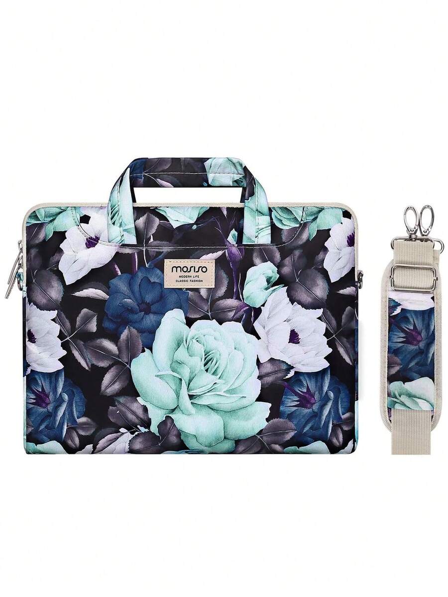 MOSISO Laptop Shoulder Bag Compatible with MacBook Air 15 inch M2 A2941 2023/Pro 16 2023-2019 M2 A2780 M1 A2485 A2141/Pro 15 A1398, 15-15.6 inch Notebook, Succulent Briefcase Sleeve Case with Belt - màu đen - Xem 1