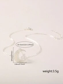 Nooxian 1 chiếc vòng cổ trái tim phát sáng hình mèo và mặt trăng bằng đồng sáng tạo độc đáo thời trang dành cho nữ (Phát sáng trong bóng tối sau khi hấp thụ ánh sáng, không phát sáng nếu không hấp thụ) - Bạc - Xem 6