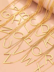 1條不褪色不褪色不銹鋼26個字母頸鏈女士吊墜鎖骨鏈頭飾,女士珠寶禮物 - 金色 - 查看 4