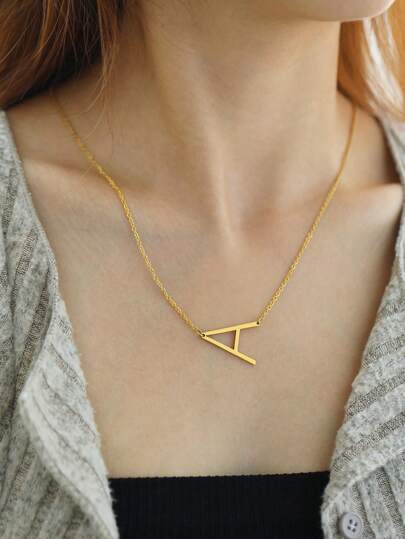 1條不褪色不褪色不銹鋼26個字母頸鏈女士吊墜鎖骨鏈頭飾,女士珠寶禮物