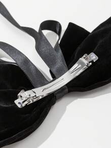 1pc Fashionable Velvet Bowknot Ribbon Hair Clip, Suitable For Daily Use - Black - View 3