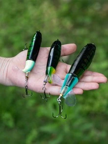 GOTURE 1 件装旋转尾钓鱼饵 浮动旋转尾摇摆饵 - 墨綠色 - 查看 3