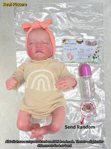 45厘米布身重生娃娃手工制作逼真婴儿娃娃3D彩绘皮肤娃娃玩具 - 杏色 - 查看 6