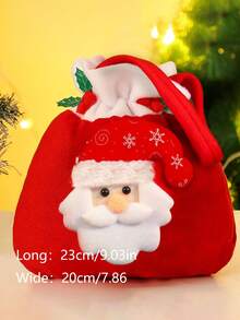 1 件圣诞羊毛苹果形礼品袋，用于糖果包装、学校和幼儿园节日礼物、可折叠储物袋 - 彩色 - 查看 3