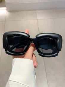 1 pieza Gafas con forma cuadrada de diseño de estilo de nube expandible de moda para mujer, gafas decorativas de para usar en la calle, la playa, accesorios de playa para mujer, de , regalos de prendas básicas de otoño e invierno para atuendos casuales y de negocios de mujer