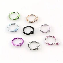 8入組時尚不鏽鋼嘴唇和鼻環,簡約穿孔珠寶