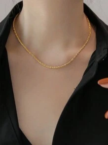 CVNANA 1pc Shiny Full Of Stars Necklace Unisex Glittering Titanium Steel Collarbone Chain Couple Sweater Chain Adjustable