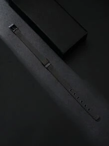 1pc Fashionable Stainless Steel Mesh Band Bracelet - Black - View 1