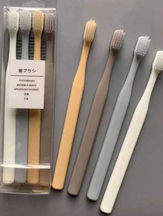 4pcs Adult Soft Bristles Toothbrush With Small Brush Head, Living Room Home Bedroom Bathroom House Decor, Travel Stuff, Wedding, Party, Birthday, Gifts For Men Mom Dad Friends, New Years, Accessories, Funny Gift