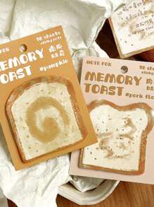 4pcs/Pack Simple & Funny Memory Bread Shaped Notepads For Students Memo And Messages, Ins Design - Yellow - View 2