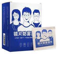 100pcs/Box Anti-Fog Wet Wipes For Glasses And Screens, Random Packaging