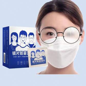 100pcs/Box Anti-Fog Wet Wipes For Glasses And Screens, Random Packaging