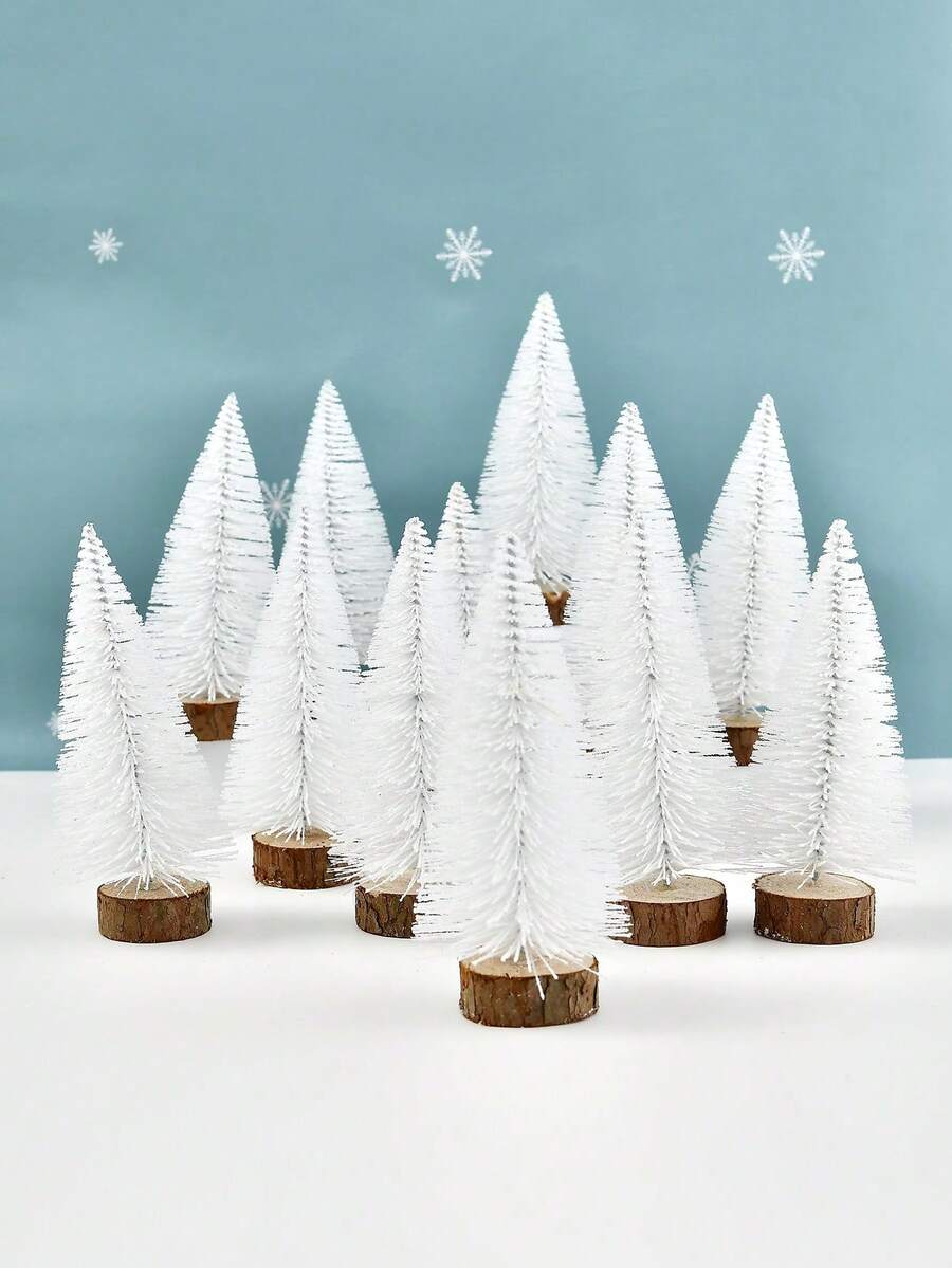 6 cái - Cây thông noel , Giáng sinh Đồ trang trí , Nhân tạo Cây , Nhà Đồ trang trí , Bàn Đồ trang trí - trắng - Xem 1