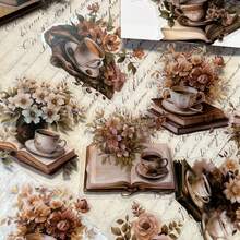 30 cái/gói PVC Retro Cà phê & Phong cách sách Tạp chí Hình dán Bộ Với Retro Phong kín Hình dán Đối với Trang trí DIY - Nhiều màu - Xem 5