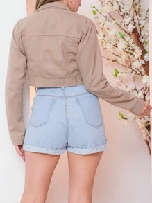 Women Denim Jackets & Coats - Khaki - View 4