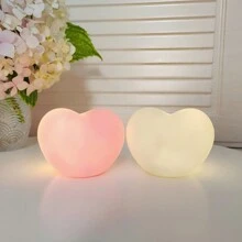 1pc Heart-Shaped Led Night Light, With Switch, Creative Desktop Decorative Lighting, Ideal For Valentine's Day, Bedroom, Office, And Living Room Decor, Cute Cartoon Version Sleep Lamp - White - View 6