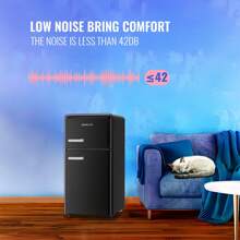 DEMULLER Mini Refrigerator Dual Door Fridge With Handle Adjustable Temperature With Top Mount Freezer Ideal For Home, Office, Dorm White - 黑色 - 查看 5