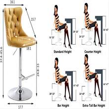 2/4/6 Piece Set Adjustable Swivel Bar Stools, Dining Bar Chairs With Velvet Tufted Back, Metal Base, Footrest For Home Bar, Dining Room, Kitchen Island. - 黃色 - 查看 11
