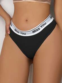 1 Stück Damen Tanga Slip für Yoga, sexy nahtloser Tanga Unterwäsche mit Sportlogo, bequem, leicht, schwarz