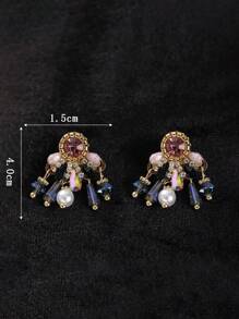 1 Cặp Bông tai pha lê Zirconia hình hoa phong cách Bohemian cổ điển - Nhiều màu - Xem 4