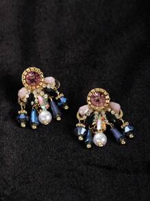 1 Cặp Bông tai pha lê Zirconia hình hoa phong cách Bohemian cổ điển - Nhiều màu - Xem 3