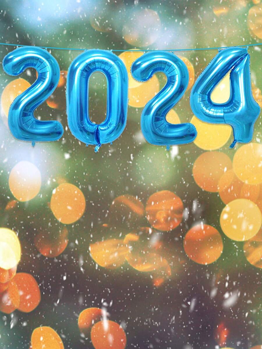 4入組大號鋁膜氣球套件,包含藍色40英寸數字氦氣球,適用於2024元旦,聖誕派對,紀念日,櫥窗陳列,花園裝飾場景