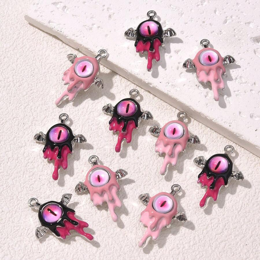 5 piezas Material para hacer joyas de mujer: aleación metálica líquida de colores con forma asimétrica de ala y ojo, para pulsera, collar, pendientes