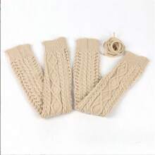 1 件女式及膝針織襪、暖腿襪、大腿長襪、塑形緊身褲 - 卡其色 - 查看 2