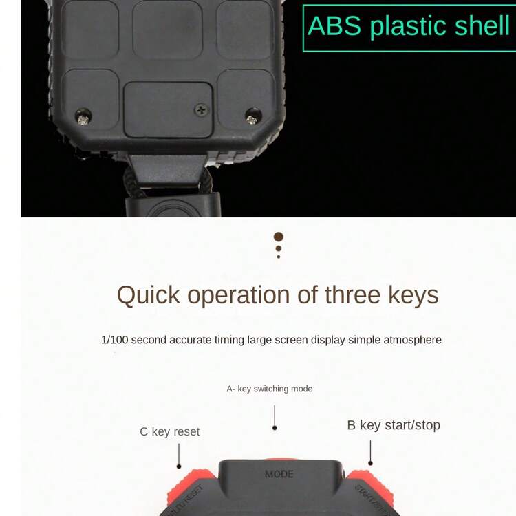 1pc Stopwatch Timer, Electronic Single Lane Stop Watch For Referee Sports Fitness Equipment, Water Resistant - Black - View 7