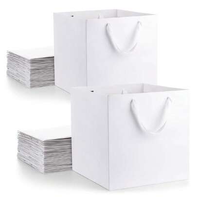 3PCS Large White Kraft Paper Gift Bags With Handles Square Gift Bags Bulk, Large Shopping Merchandise Bags, Wedding Bags, Birthday Party Favor Bag Goodie Craft Retail Bag,Gift Bags Small Paper Bags With Handles Bulk Kraft Brown Paper Shopping Wedding Birthday Party Favor Gift Bags,