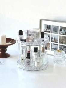 1 Miếng Xoay Nhiều lớp Bàn làm việc Hộp trữ mỹ phẩm Đối với Trang điểm , Chăm sóc da Và Nước hoa Hộp đựng - trắng - Xem 9