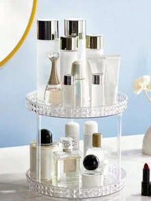 1 Miếng Xoay Nhiều lớp Bàn làm việc Hộp trữ mỹ phẩm Đối với Trang điểm , Chăm sóc da Và Nước hoa Hộp đựng - trắng - Xem 7