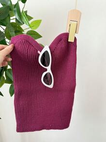 Women Knit Tops - Màu Đỏ Sâu - Xem 1