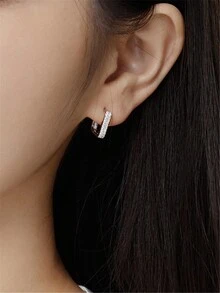 1 件聖誕禮物 S925 銀圓形方晶鋯石鑲嵌方形耳釘,時尚設計適合各種場合 - 100232 - 查看 5