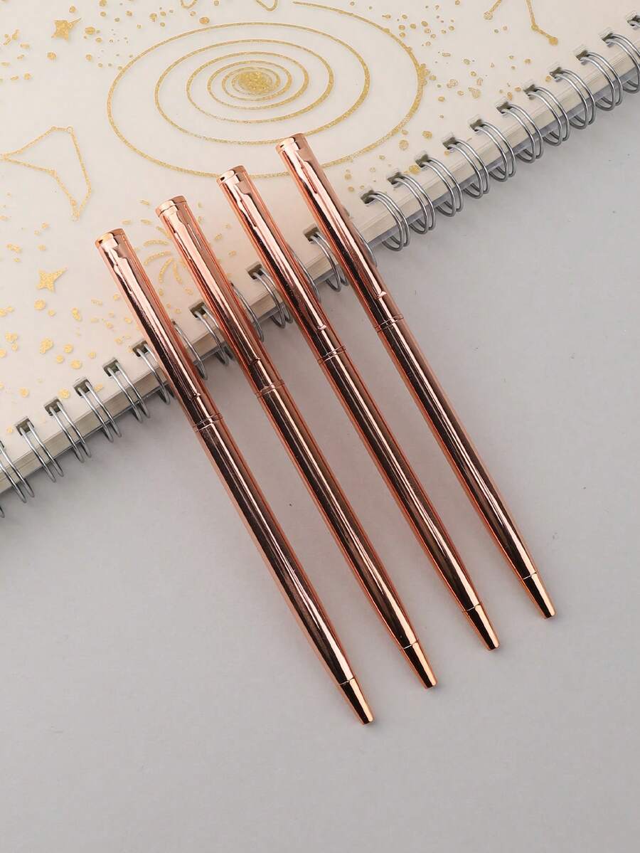 1pc Metallic Twist Ballpoint Pen - Rose Gold - View 1