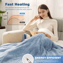 Heated Blanket Electric Throw, Soft Flannel & Comfort Sherpa Electric Blanket, Fast Heating 6 Heating Levels and 4 Hours Auto Shut Off, ETL Certified, Machine Washable, 50"x60" - Màu xanh nhạt - Xem 4