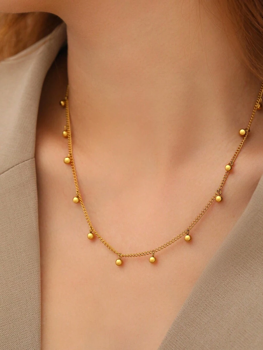 1 件不鏽鋼項鍊簡約風格迷你珍珠鍊時尚奢華女式吊墜,派對禮物,新品到貨