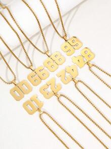 1 Pc Golden Digital Necklace For Men And Boys, Personalized And Customized Lucky Stainless Steel Knitted Baseball/Football/Basketball Digital Chain Pendant For Both Men And Women,If There Are Too Many Product Styles, Please Refer To The Actual Product Received