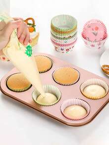 100 Piezas Papel Para Pastelitos Desechable Con Diseño De Belleza Nevada, Envoltorio De Alta Temperatura Resistente Al Aceite - Multicolor - Ver 7