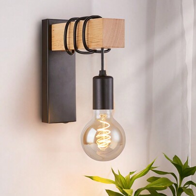 Lámpara De Pared De Madera Retro E27 Moderna Y Minimalista, Accesorio De Aplique Colgante Interior Para La Decoración De La Casa, Iluminación De Dormitorio Junto A La Cama, Luz De Escalera