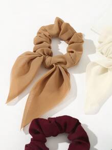 6pcs Ladies Hair Accessories Simple Solid Color Rabbit Ears Hair Ties Suitable For Daily Wear, Mouse Ears Scrunchies Hair Ties Ponytail Head Accessories Elastic Band - Multicolor - View 5