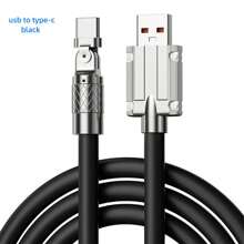 1m/1.5m/2m 黑色180度旋轉彎頭數據線 66w超快充閃充液光顯示適用於車充 - 黑色 - 查看 3