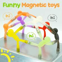 Mini Man Magnetic Toy, Translucent Novelty Toys, Rubber Magnet Men Toy Fridge Magnets Humanoid Magnetic Toy (Color Random) - Multicolor - View 2