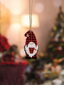 Putuo Decor 普陀裝飾1入組快樂假期木質掛飾,ho Ho Ho Joy Jingling Bell Gnome Reindeer Christmas Tree Stocking Snowman,木質牆藝裝飾,適用於家庭聖誕派對壁爐門廊農舍送禮