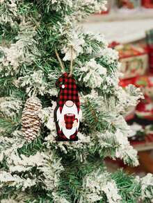 Putuo Decor 普陀裝飾1入組快樂假期木質掛飾,ho Ho Ho Joy Jingling Bell Gnome Reindeer Christmas Tree Stocking Snowman,木質牆藝裝飾,適用於家庭聖誕派對壁爐門廊農舍送禮