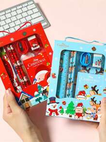 6 合 1 學習文具套裝禮盒,帶鉛筆和便攜盒,非常適合學校和幼兒園獎勵、生日和活動禮物或小禮物