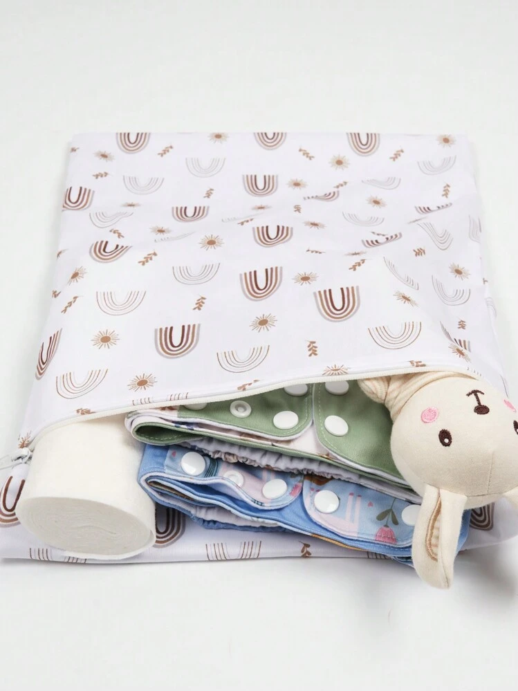 3pcs Rainbow Floral Pattern Baby Diaper Wet/Dry Bag / Storage Bagbaby Shower Family Decorations Gifts - Multicolor - View 5