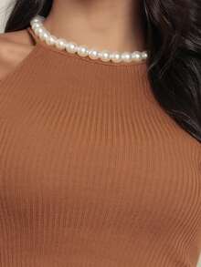 Women Knit Tops - Màu nâu Sô-cô-la - Xem 2