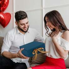 Luxury Gift Box with Ribbon,Magnetic Gift Box with Lids,Large Present Boxes,Gift Packaging Decorative Box,Presentation Box for Gifts,22x18x8cm Gift Cardboard Box for Party Gift Packaging Navy Blue - Navy Blue - View 7